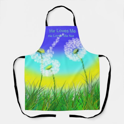 Dandelion彼は私を愛していない、フルプリントエプロン エプロン (正面)