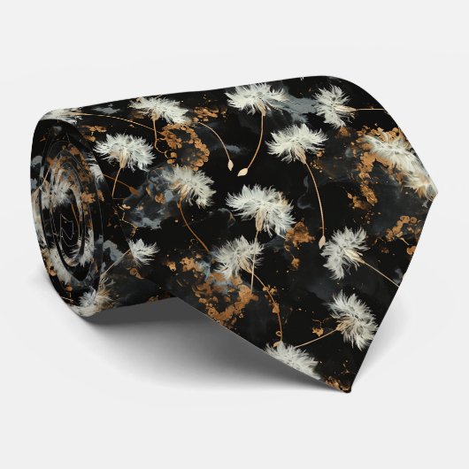 Dandelion時計オン黒 ネクタイ (ロール)