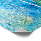 Dandelion水色の願い抽象芸術青と緑 ポスター (角)