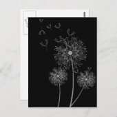 Dandelion白黒モダンフローラ ポストカード (正面/裏面)