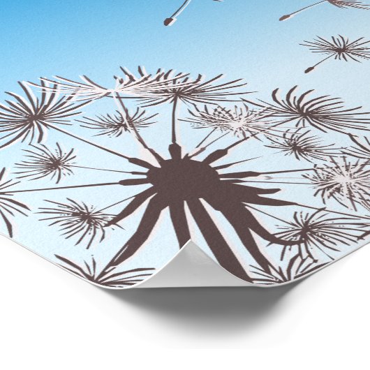 Dandelion種飛んでいるが空に新しい始まり ポスター (角)