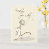 Dandelion 考え Wishesのマウスの カード (黄色い花)