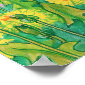 Dandelion Bloom Summer Flowers Floral Green Yellow ポスター (角)