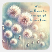 Dandelion Blowball & Quote スクエアシール (正面)