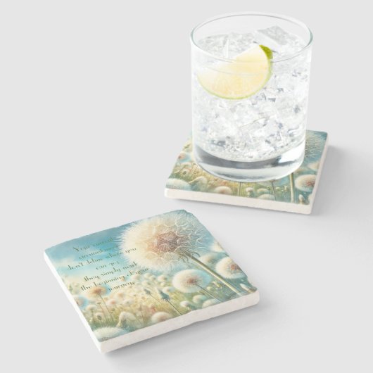 Dandelion Blowball & Quote #2 ストーンコースター (横)