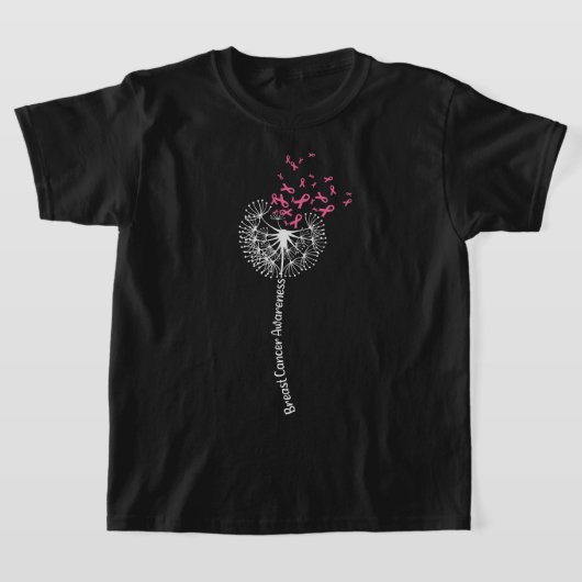 Dandelion Breast Cancer Awareness Warrior Pink Rib Tシャツ (レイダウン)