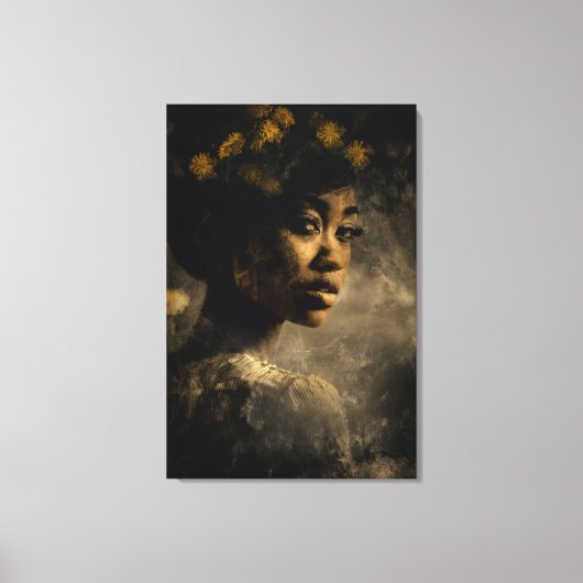 Dandelion Crown Melanin Glow Portrait キャンバスプリント (正面)