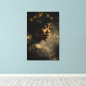 Dandelion Crown Melanin Glow Portrait キャンバスプリント (インサイチュ (ウッドフロア))