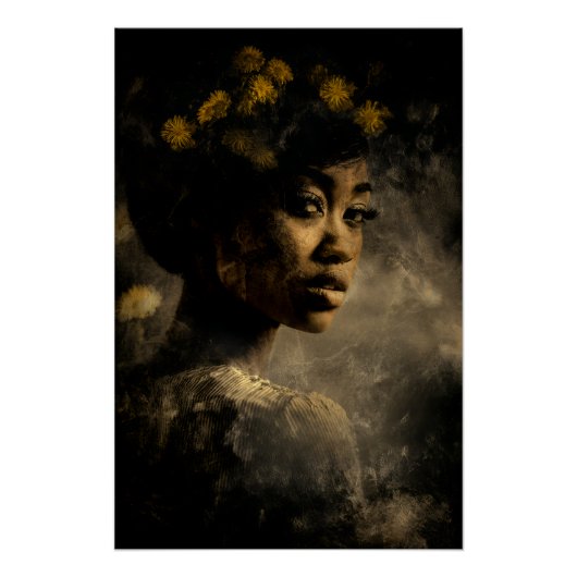 Dandelion Crown Melanin Glow Portrait ポスター (正面)