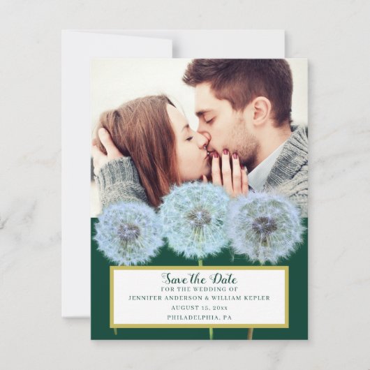 Dandelion、Dandelion時計の写真Save the Date 招待状 (正面)