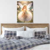 Dandelion Fairy in the glowing meadow キャンバスプリント (インサイチュ (寝室))
