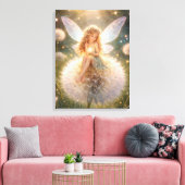 Dandelion Fairy in the glowing meadow キャンバスプリント (インサイチュ (リビング))