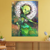 Dandelion Girl and Butterfly Canvas Print 絵画's キャンバスプリント (インサイチュ (リビング))