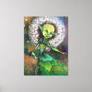 Dandelion Girl and Butterfly Canvas Print 絵画's キャンバスプリント
