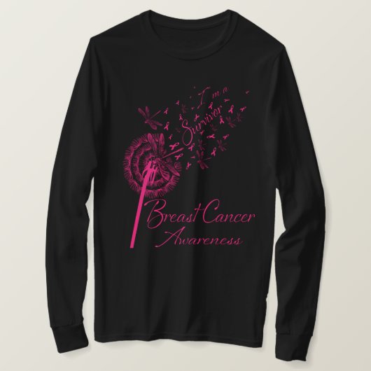Dandelion I'm A Survivor Breast Cancer Awareness F Tシャツ (デザイン正面)