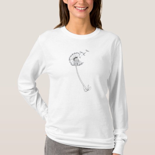 dandelion lineal floral art tシャツ (正面)