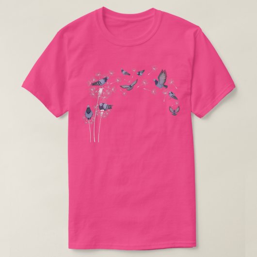 Dandelion Pigeon Bird Whisperer Stay Coo Flying 4 Tシャツ (デザイン正面)