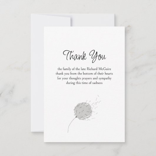 Dandelion Puff 3写真やさしいソウル葬儀 サンキューカード (裏面)