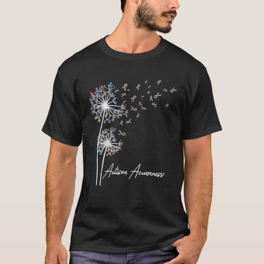 Dandelion Ribbon Puzzle Piece Autism Awareness Tシャツ (正面)