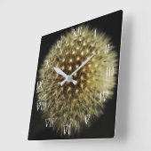 Dandelion Seedheadホワイトスクリプトローマンwccn スクエア壁時計 (傾斜)