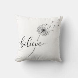 Dandelion Seedlings with Believe Text クッション