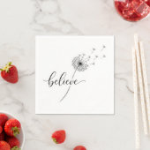 Dandelion Seedlings with Believe Text スタンダードカクテルナプキン (インサイチュ)