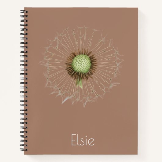 Dandelion Spiral Notebook – Soft Botanical Design ノートブック (正面)