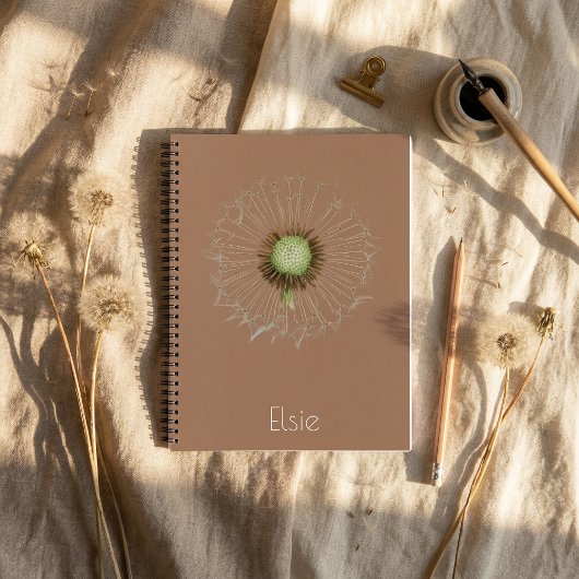 Dandelion Spiral Notebook – Soft Botanical Design ノートブック