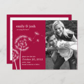 Dandelion Wish写真Save The Date (Raspberry) 案内ポストカード (正面/裏面)