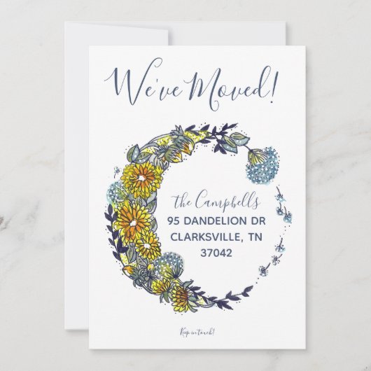 Dandelion Wishesリース新しい住所 案内状 (正面)