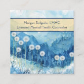 Dandelions and Mountain Nature QR Code Counselor スクエア名刺 (正面)