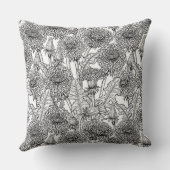 Dandelions, black and white クッション (裏面)
