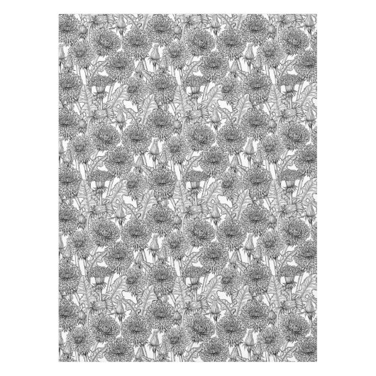 Dandelions, black and white テーブルクロス (正面)