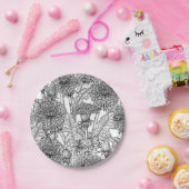 Dandelions, black and white ペーパープレート (パーティー)