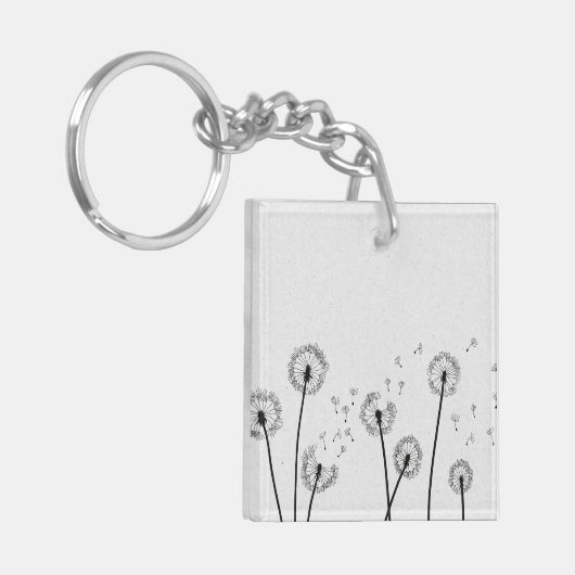 Dandelions Flowers Pappus Spores Grey キーホルダー (正面左)