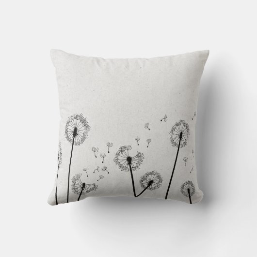 Dandelions Flowers Pappus Spores Grey クッション (裏面)