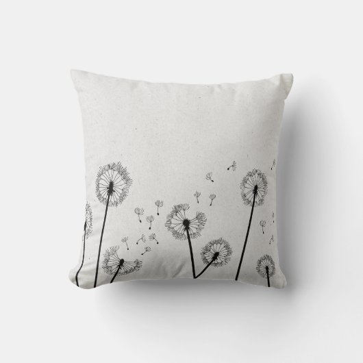 Dandelions Flowers Pappus Spores Grey クッション (正面)