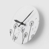 Dandelions Flowers Pappus Spores Grey ラウンド壁時計 (傾斜)