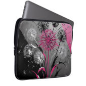 Dandelions Pink Black White Electronics laptop bag ラップトップスリーブ (正面右)