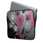 Dandelions Pink Black White Electronics laptop bag ラップトップスリーブ (正面左)