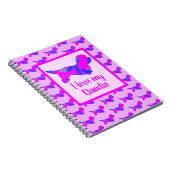 Dandie Dinmont Dog Lover Pink & Blue Silhouette ノートブック (右側)