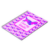 Dandie Dinmont Dog Lover Pink & Blue Silhouette ノートブック (左側)