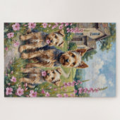 Dandie Dinmont Foxglove Meadow Art ジグソーパズル (横)