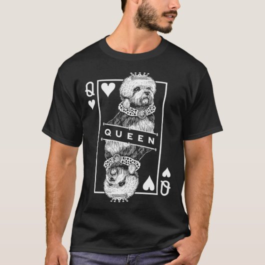 Dandie Dinmont Terrier Queen Of Hearts  Dog Tシャツ (正面)