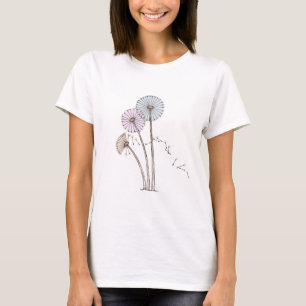 Dandilionはピンクの青いのおよびクリーム色時間を記録します Tシャツ