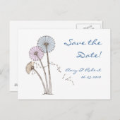 Dandilion Clocks Pink Blue, Cream Save the Date 案内ポストカード (正面/裏面)