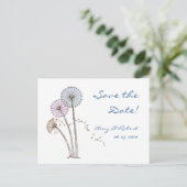 Dandilion Clocks Pink Blue, Cream Save the Date 案内ポストカード (スタンド正面)