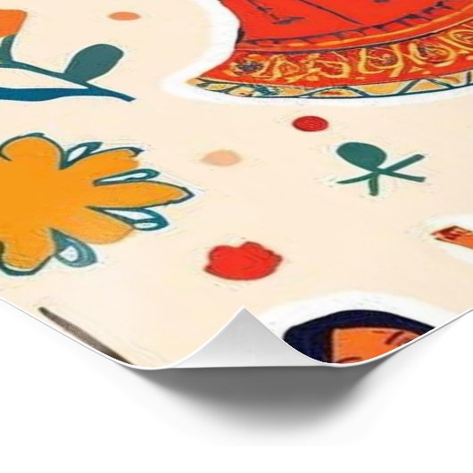 Dandiyaナイトシームレスパターン – インディアンフェスティバル ポスター (コーナー)