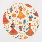 Dandiyaナイトシームレスパターン – インディアンフェスティバル ラベル (デザイン2)