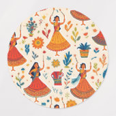 Dandiyaナイトシームレスパターン – インディアンフェスティバル ラベル (デザイン1)